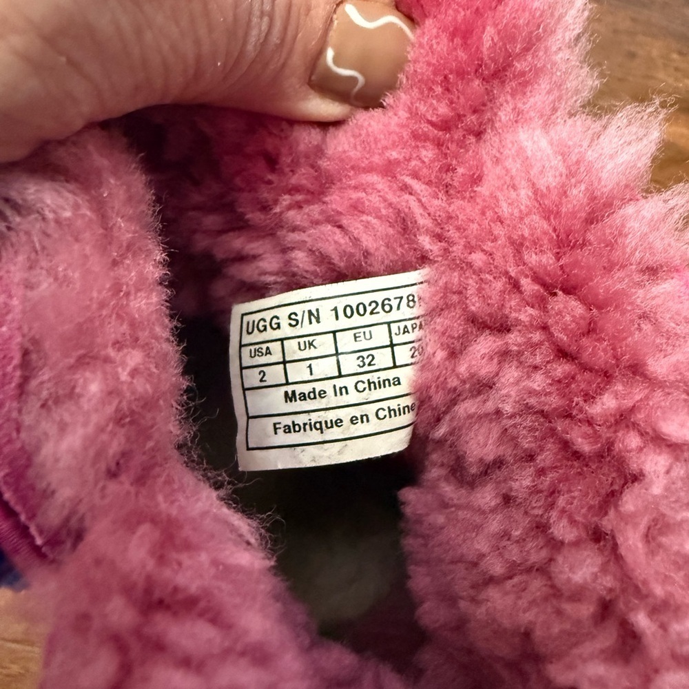 UGG Australia Mini Bailey Button Lizard Boot-Pink and Blue-Size 2 - Picture 12 of 14